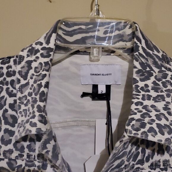 CURRENT ELLIOTT The Baby Trucker Leopard Print Women's Denim Jacket - Si… - Picture 6 of 11